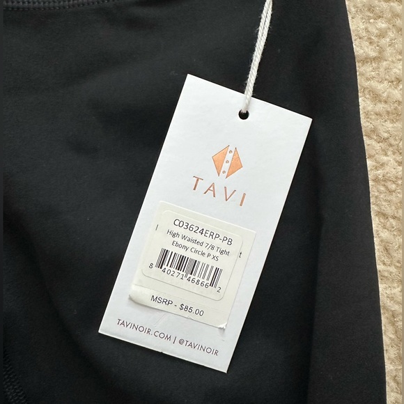 NWT tavi pure barre high waisted 7/8 black leggings circle p logo - Picture 3 of 4